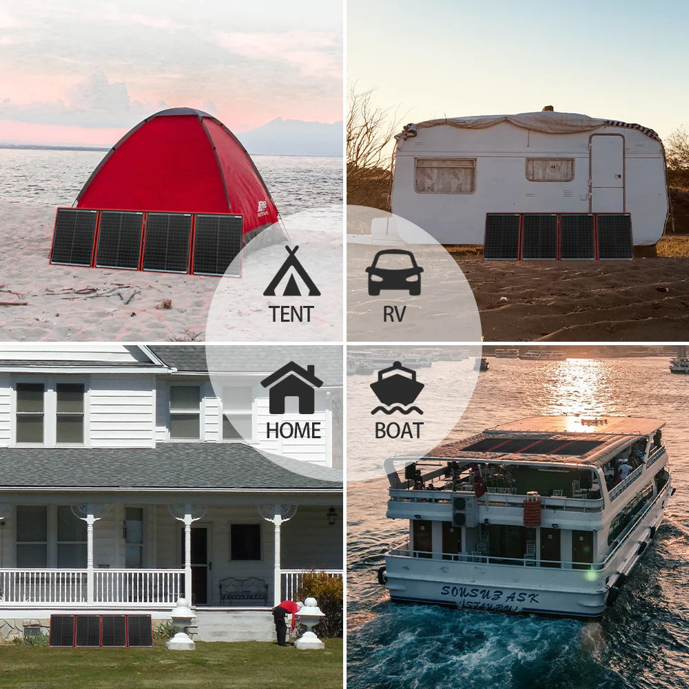 Dokio Portable Foldable Solar Panel 300W with 12V Controller Suitable for Family Camping Trips