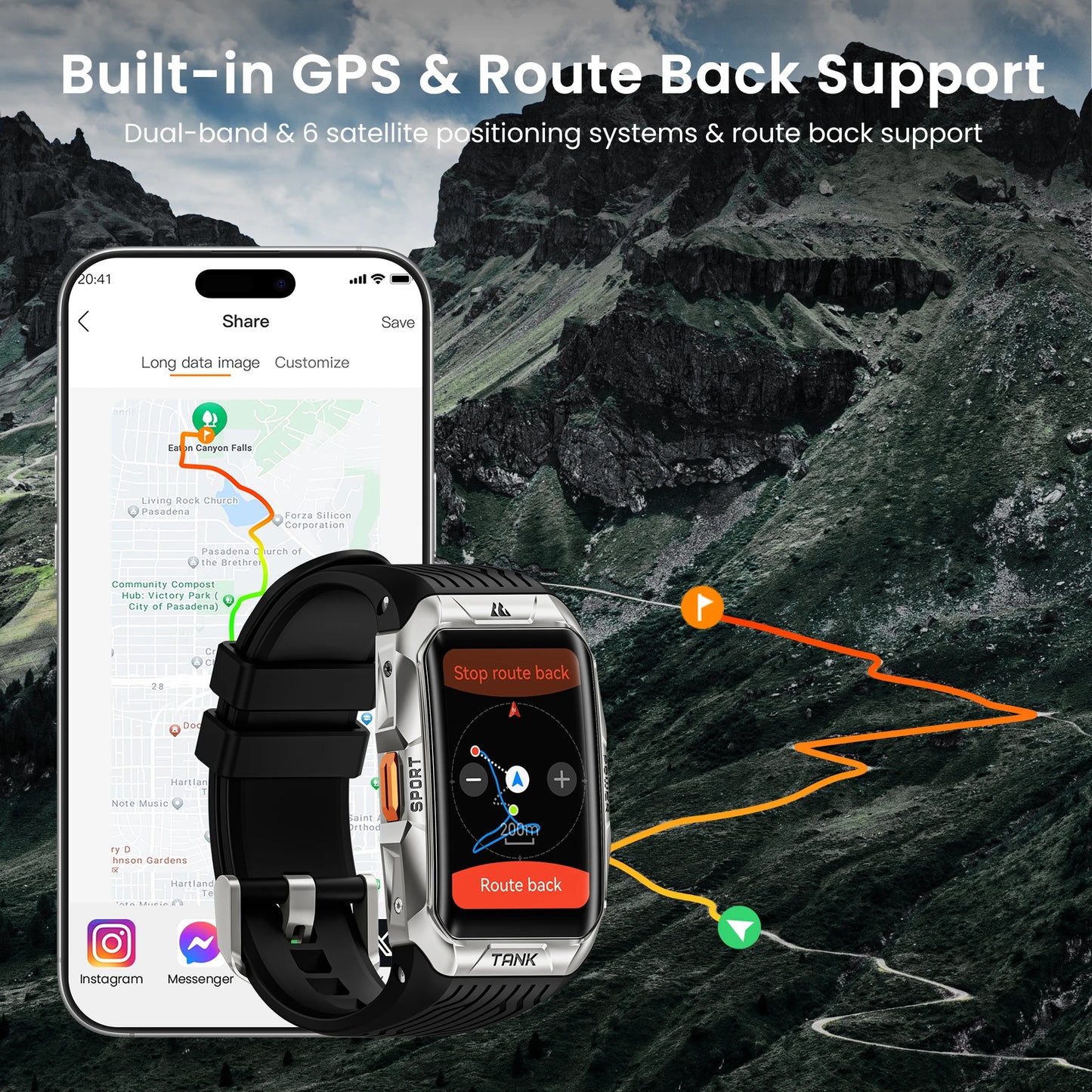 KOSPET TANK X2 Ultra GPS Smart Watch For Men 3D Curved Screen 60 Days Battery Compass Altimeter IP69K 5ATM Waterproof BT Call