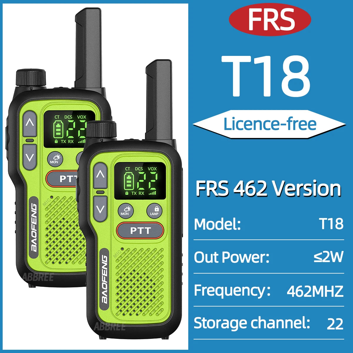 2X BAOFENG FRS Walkie Talkies Long Range Walkie Talkie NOAA VOX Flashlight Type-C Portable Two Way Radio For Restaurant Camping