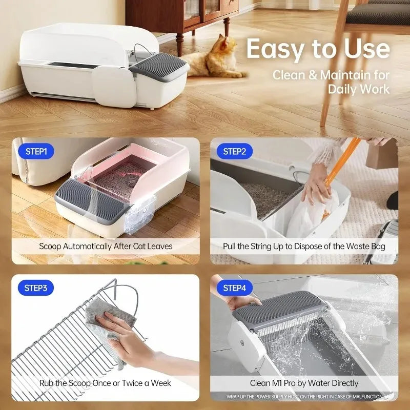 Automatic Smart Cat Litter Box Scooping Open Semi-enclosed Litter Tray Self-cleaning Cat Sandbox Cats Toilet Large Pet Supplies