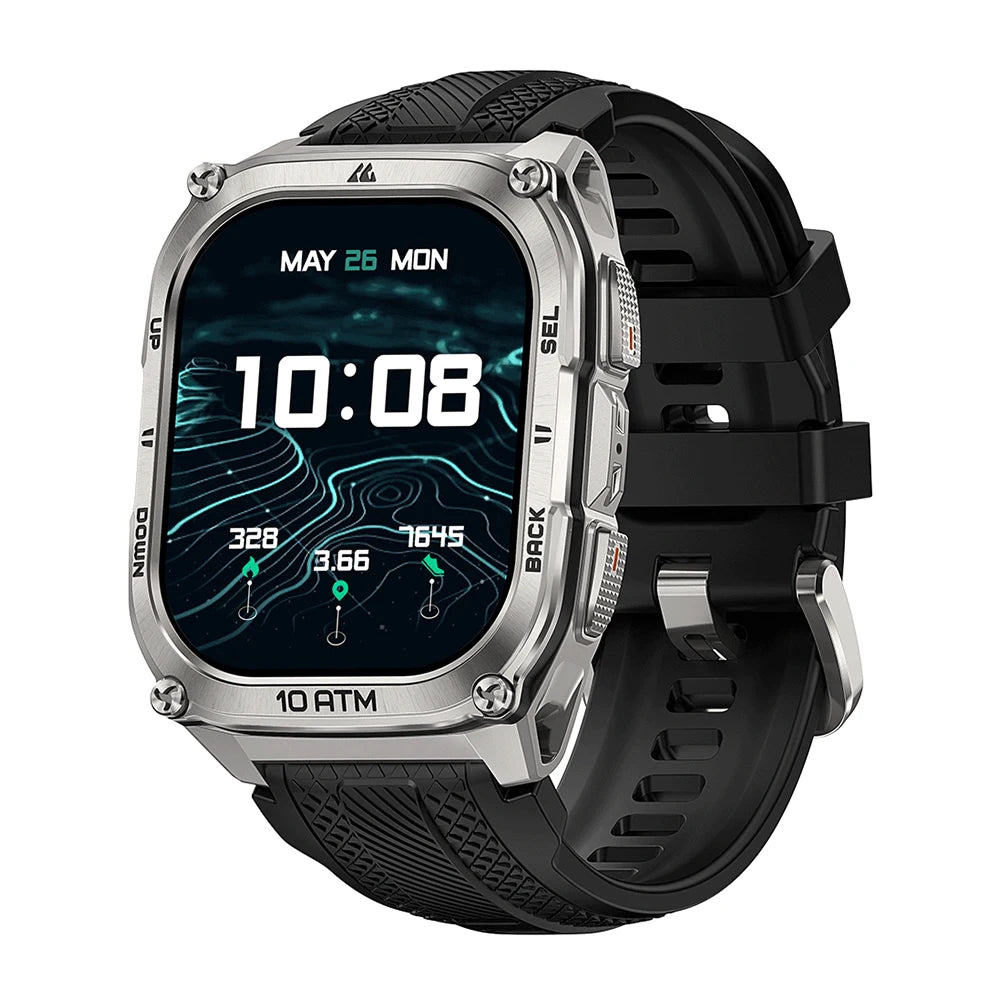 KOSPET Tank M4 Rugged Smart Watch Stainless Steel GPS Offline Maps 10ATM 45M Freediving 24/7 Health Monitor for Android iOS
