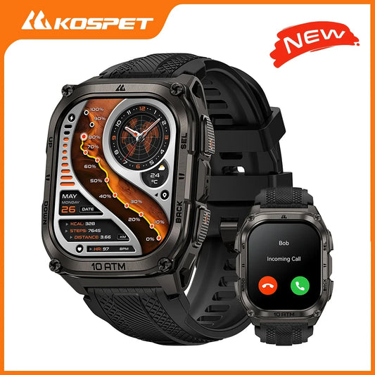 KOSPET Tank M4 Rugged Smart Watch Stainless Steel GPS Offline Maps 10ATM 45M Freediving 24/7 Health Monitor for Android iOS