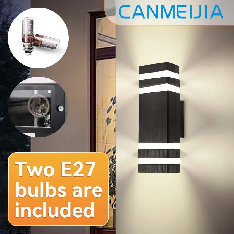 Modern Outdoor Decor Wall Light E27 Bulbs Waterproof Square Wall Lamp LED Home External Street Decoration Lighting Facade Lamps