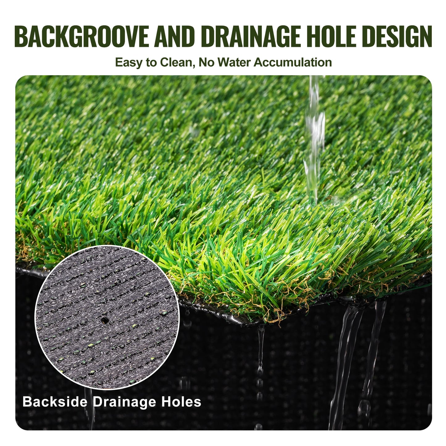 SucceBuy Artifical Grass Rug Green Turf 1.38/1.57" Fake Door Mat Outdoor Patio Lawn Decoration Easy to Clean with Drainage Holes