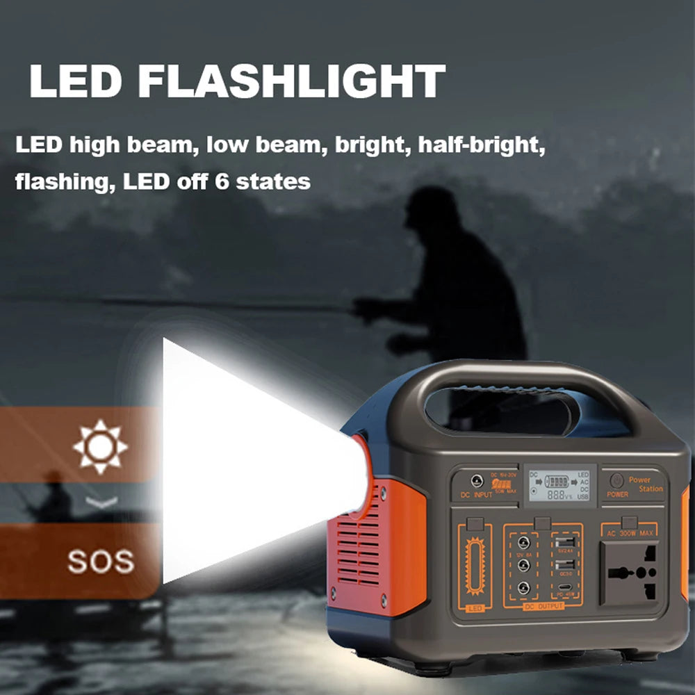 GaiaRay Portable Power Station 300W 500W 256Wh LiFePO4 Battery Outdoor Power Plant Solar Generator For Camping Emergency Energy