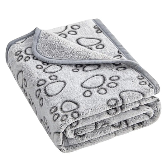 Flannel Dog Blanket Paw Print for Dog Cat Pet Sleep Mat Washable Pet Throw for Sofa Bed Car Seat
