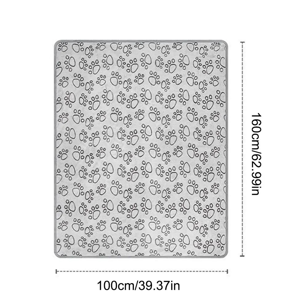 Flannel Dog Blanket Paw Print for Dog Cat Pet Sleep Mat Washable Pet Throw for Sofa Bed Car Seat