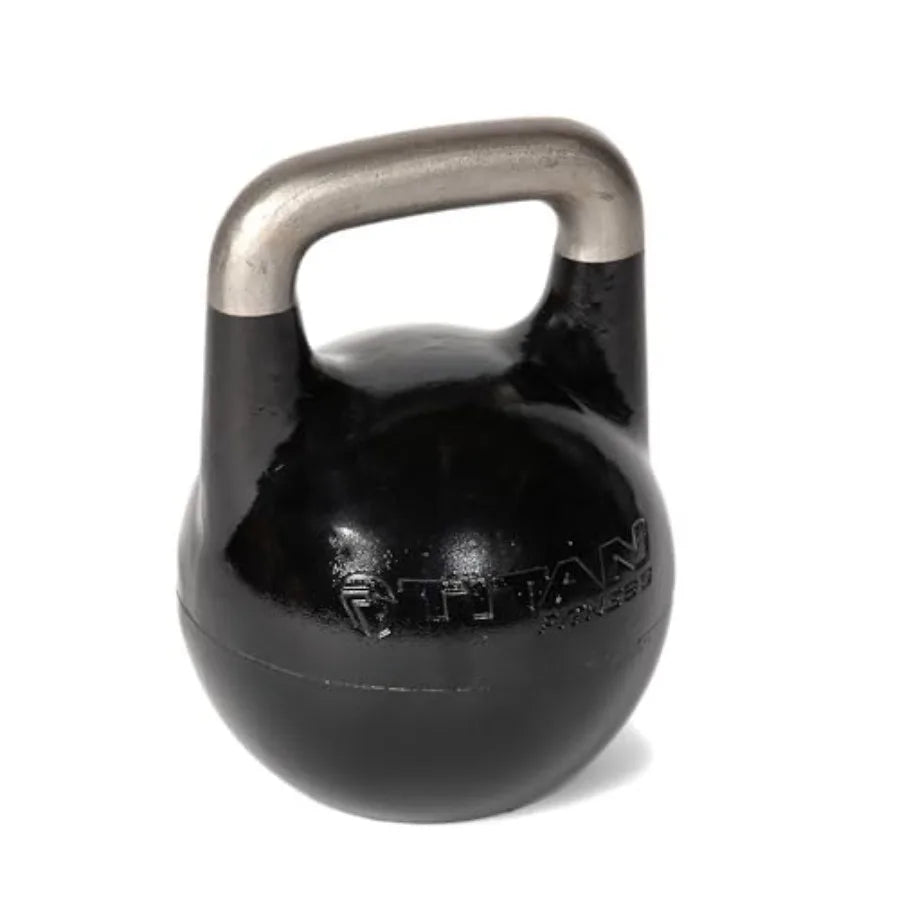 Titan Fitness Adjustable Competition Kettlebell 12-32 KG with Ergonomic Smooth Grip Handle and Flat Base Design for Floor Exerc