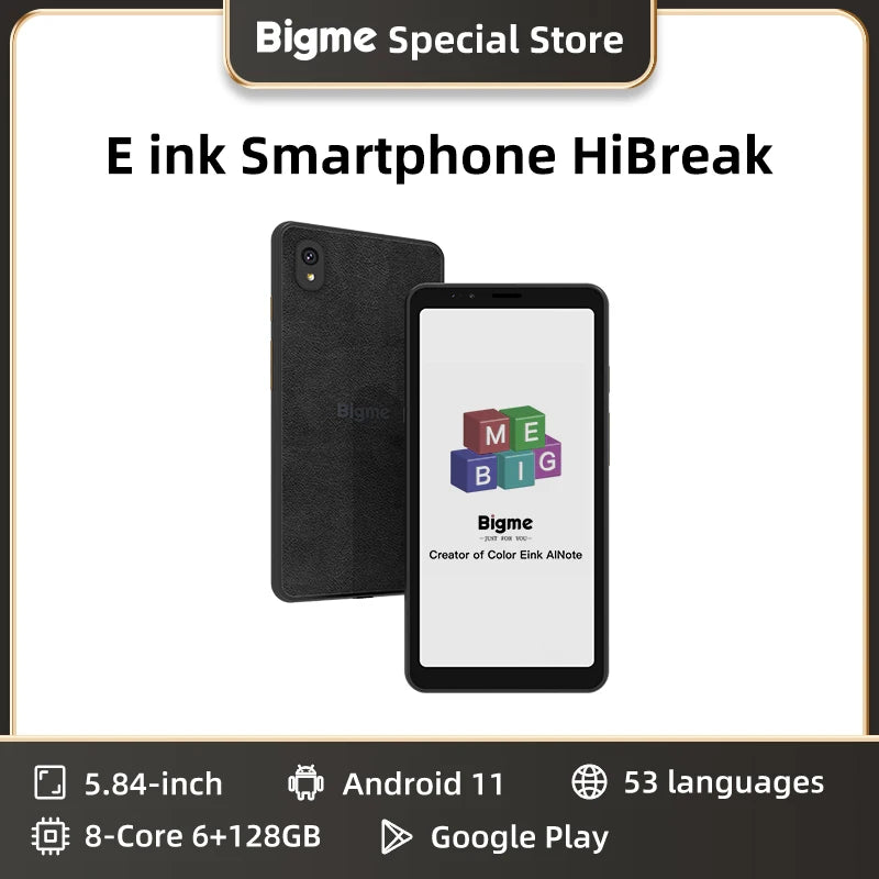 BIGME Hibreak Ebook Reader 5.84-inch E-ink Smartphone Electronic Book Ereader Android 11 Support Google Play e ink phone Tablet
