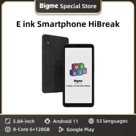 BIGME Hibreak Ebook Reader 5.84-inch E-ink Smartphone Electronic Book Ereader Android 11 Support Google Play e ink phone Tablet