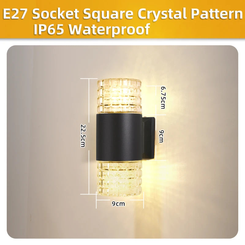 Modern Outdoor Decor Wall Light E27 Bulbs Waterproof Square Wall Lamp LED Home External Street Decoration Lighting Facade Lamps