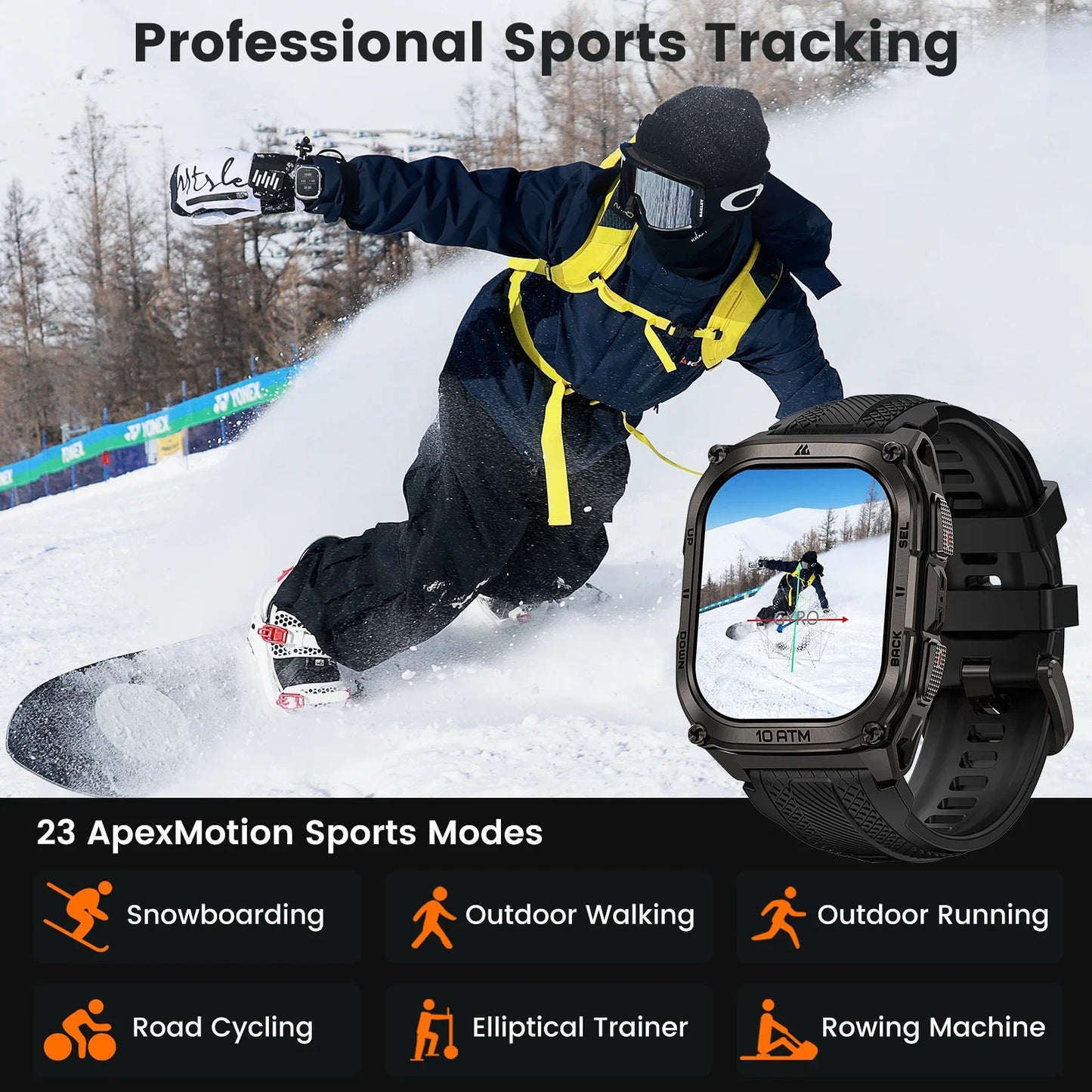 KOSPET Tank M4 Rugged Smart Watch Stainless Steel GPS Offline Maps 10ATM 45M Freediving 24/7 Health Monitor for Android iOS