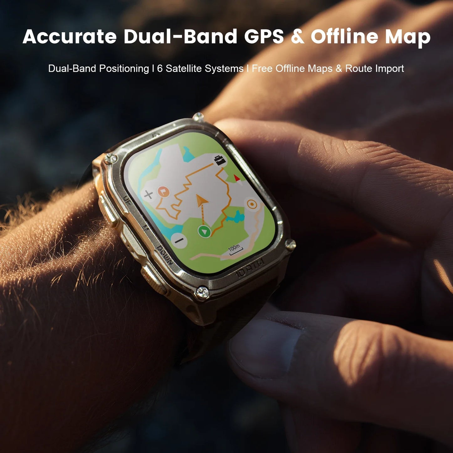 KOSPET Tank M4 Rugged Smart Watch Stainless Steel GPS Offline Maps 10ATM 45M Freediving 24/7 Health Monitor for Android iOS