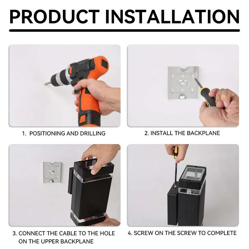 Modern Outdoor Decor Wall Light E27 Bulbs Waterproof Square Wall Lamp LED Home External Street Decoration Lighting Facade Lamps