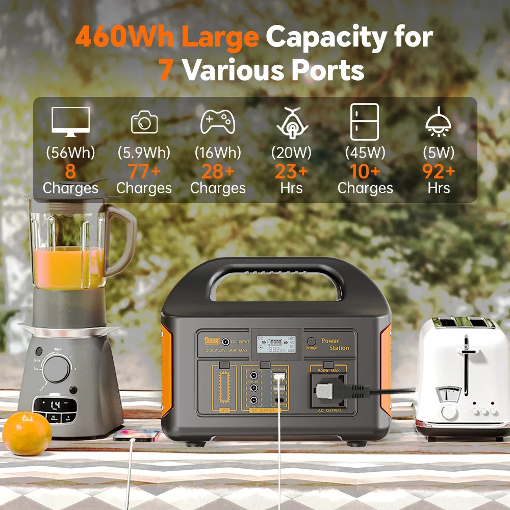 GaiaRay Portable Power Station 300W 500W 256Wh LiFePO4 Battery Outdoor Power Plant Solar Generator For Camping Emergency Energy